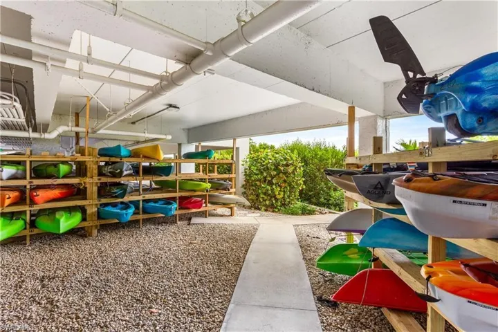 Kayak/board storage and launch area.