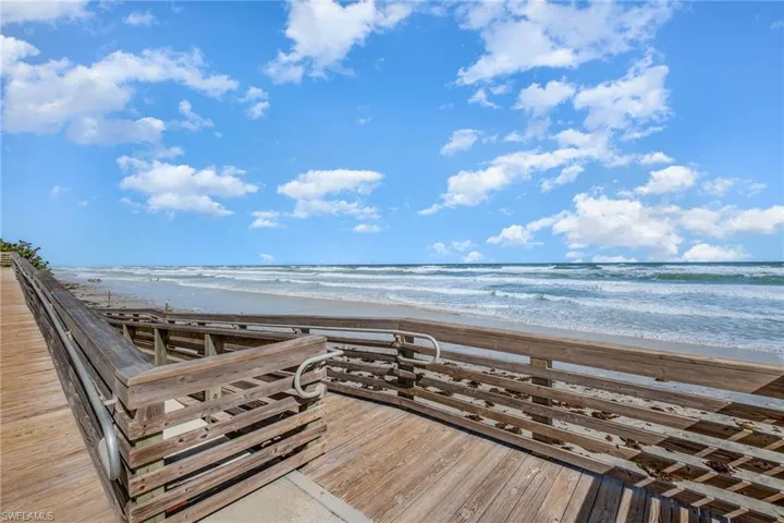 View of community featuring view of water and beach