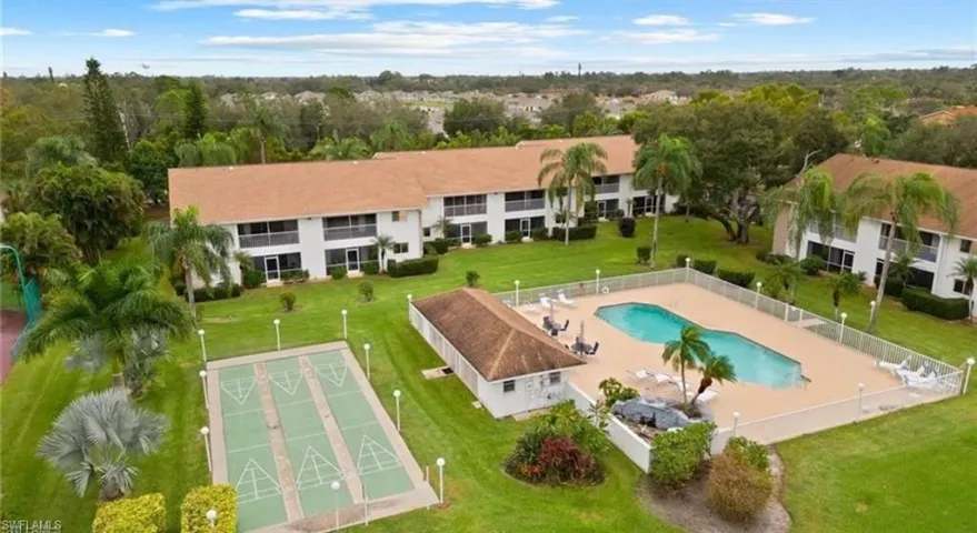 Aerial view of a pool area
