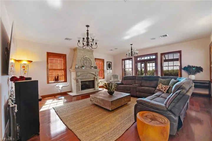 Expansive Living Room with Stone Fireplace-gas line installed