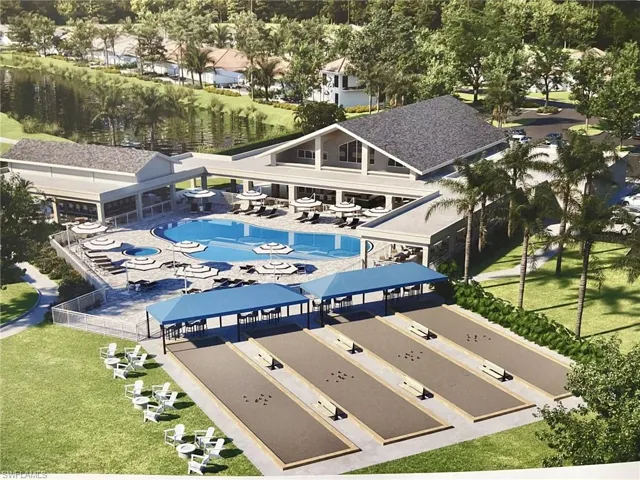 Aerial view of a pool area