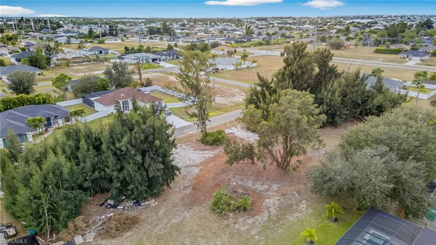 Aerial perspective of suburban area