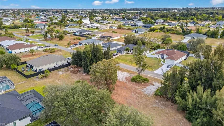 Aerial perspective of suburban area