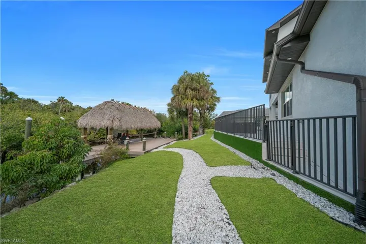 View of yard featuring a patio and a gazebo