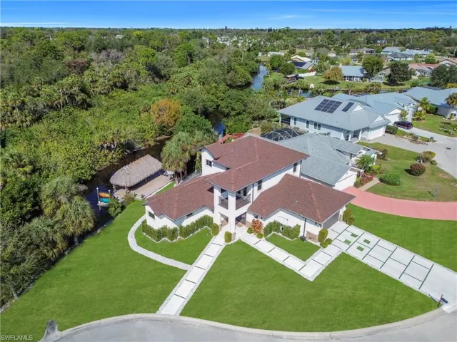 Aerial perspective of suburban area