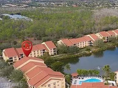 Bird's eye view of a large body of water and a pool