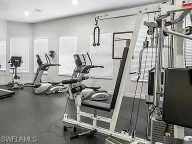 Gym featuring recessed lighting