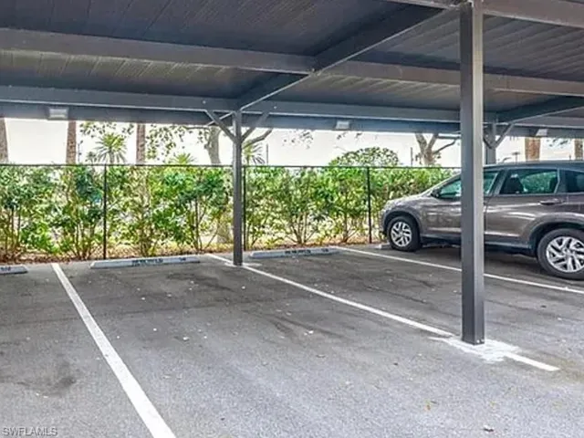 View of covered parking lot