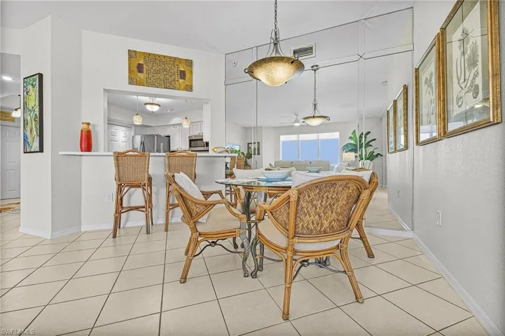 View of tiled dining area
