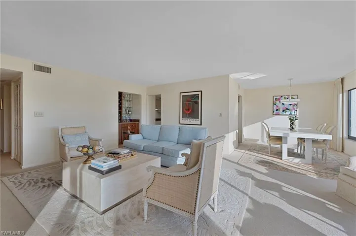 Living area with carpet