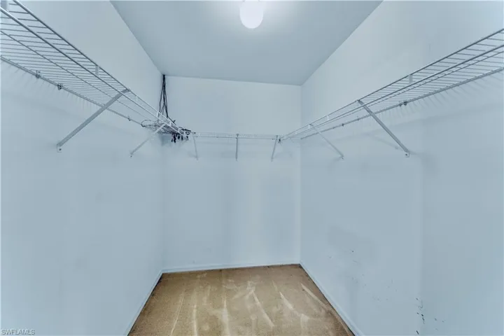 Spacious closet with carpet flooring