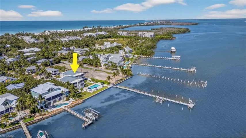 Drone / aerial view of a nearby body of water