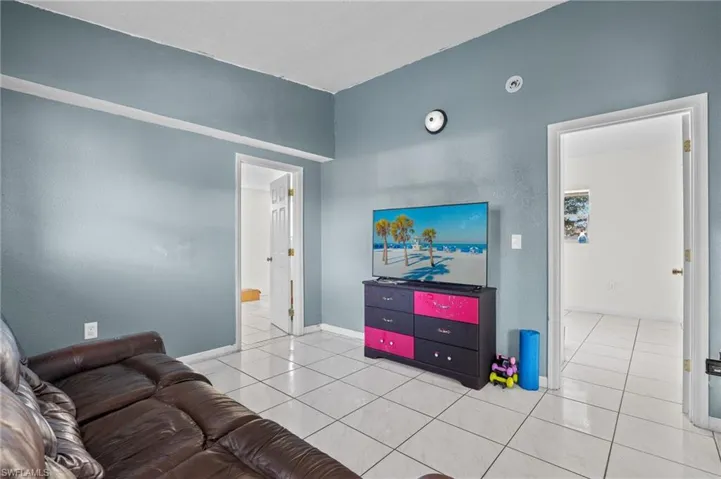 View of tiled living room