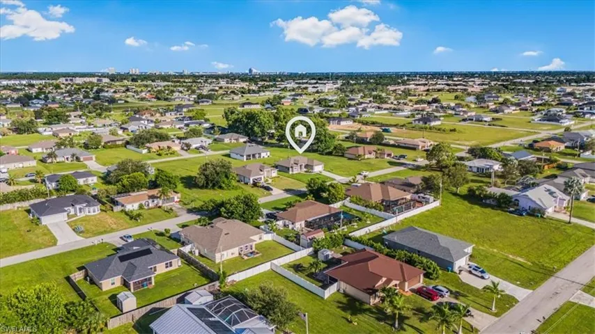 Aerial perspective of suburban area