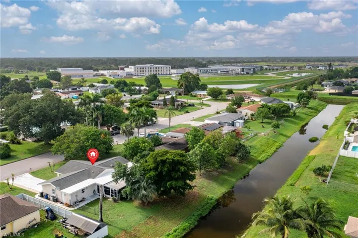 Bird's eye view of a nearby body of water