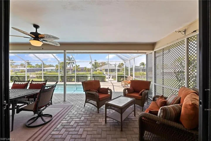 Lanai comes with sitting area furniture, table & chairs and two chaise lounge chairs.  Ready for pool party!