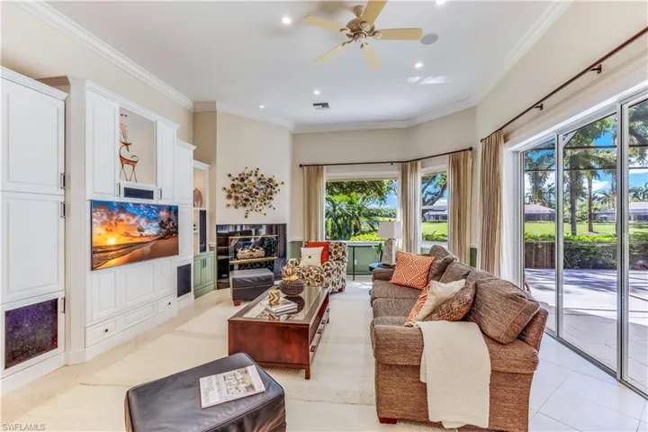 2nd view of family room w/panoramic views of golf course & lake