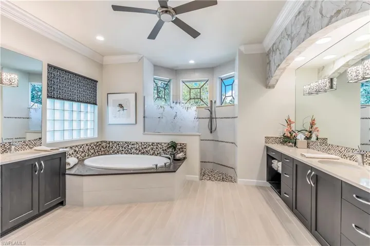 Primary bath-dual vanities, soaking tub