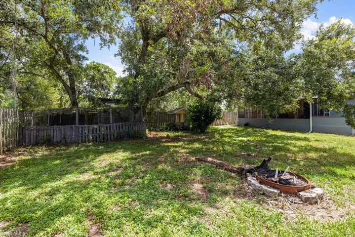 Backyard - chicken coop, fire pit and decorative well