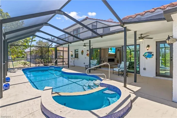 View of swimming pool and spa!