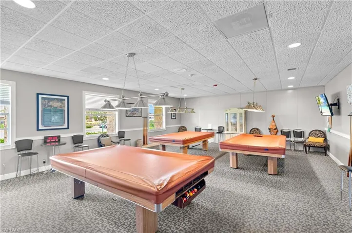 Recreation room featuring carpet and billiards
