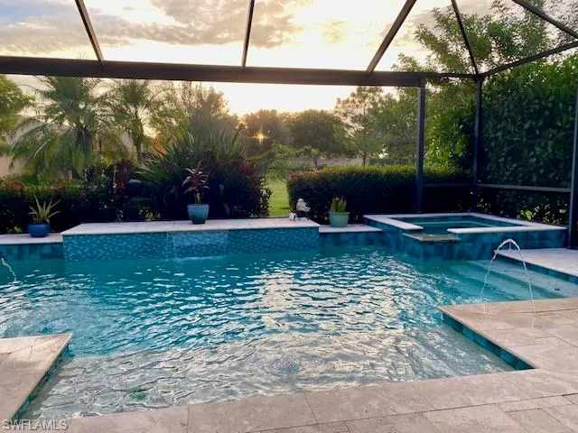 Western view of the sunset from your new home and pool.