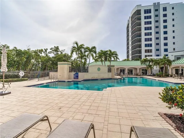 Beautiful pool area with grills and restrooms