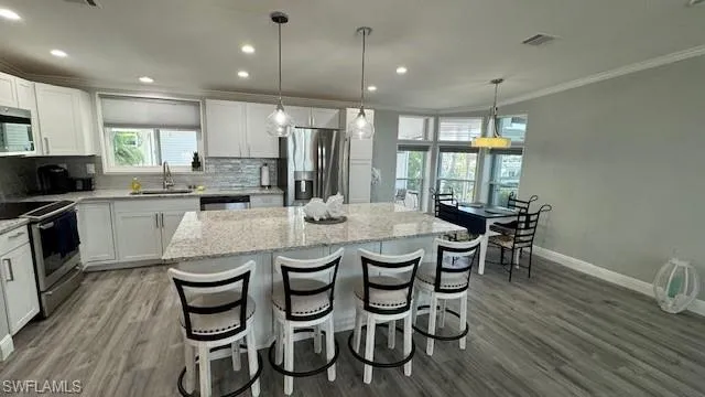 Center Island with deep drawers and cabinets for extra storage