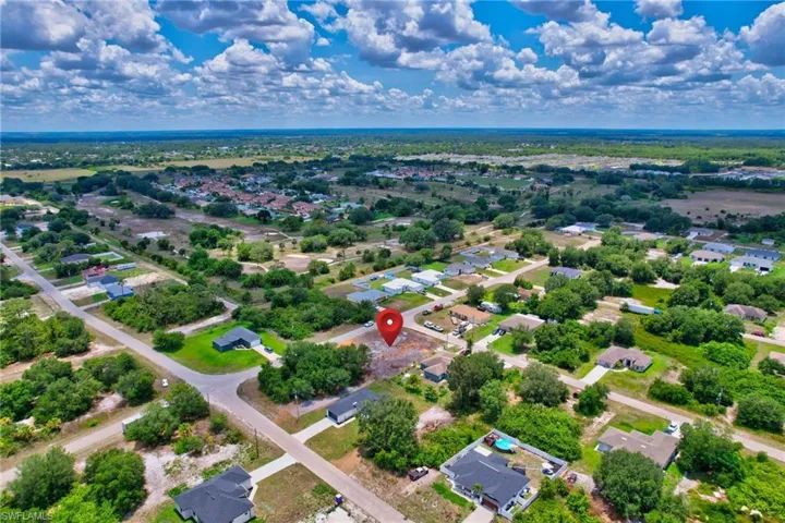 Aerial view of residential area