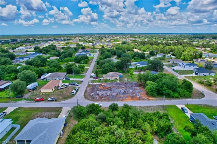 Aerial perspective of suburban area