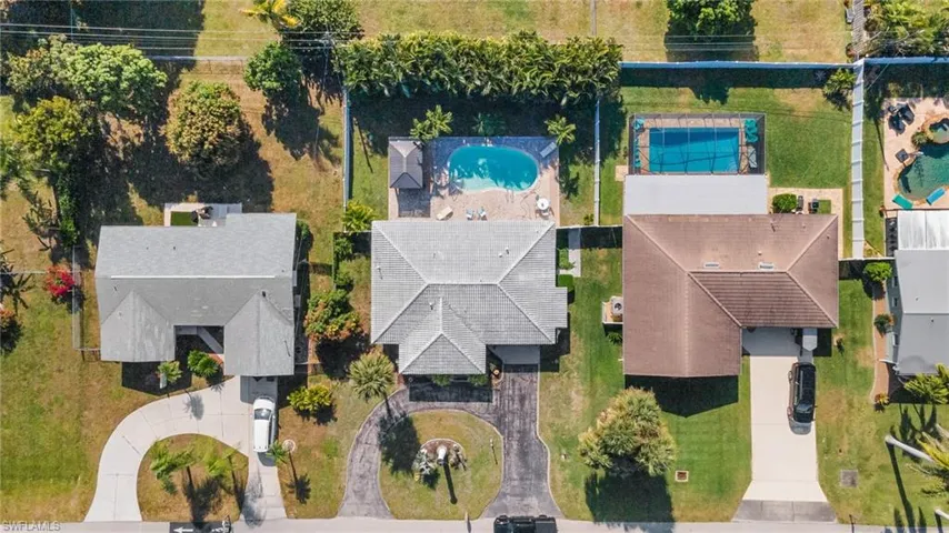 Aerial view of a pool