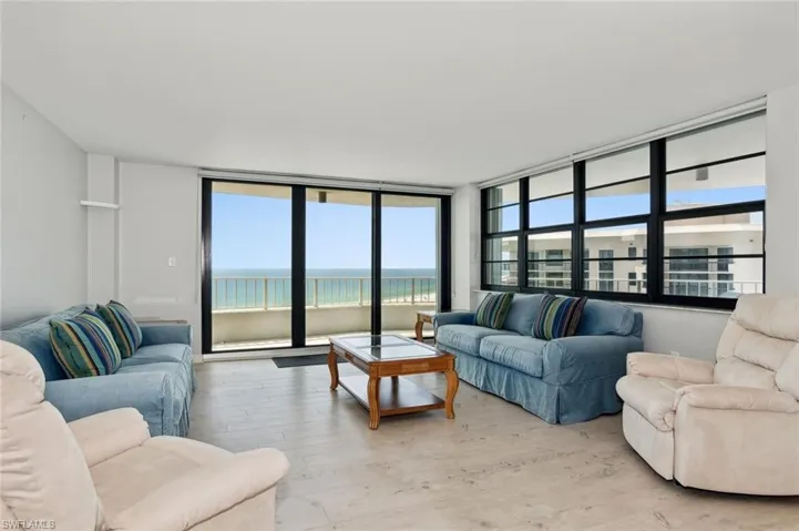 Living room views to the beach and gulf