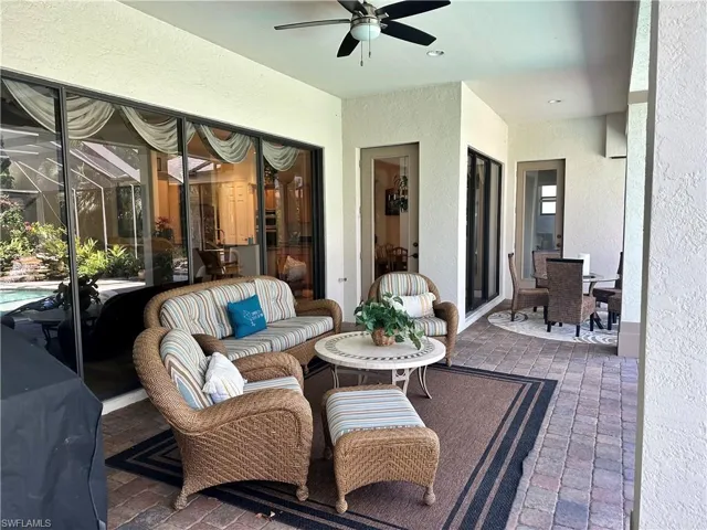 View of patio / terrace featuring ceiling fan