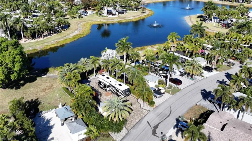 Aerial overview of property's location featuring a nearby body of water