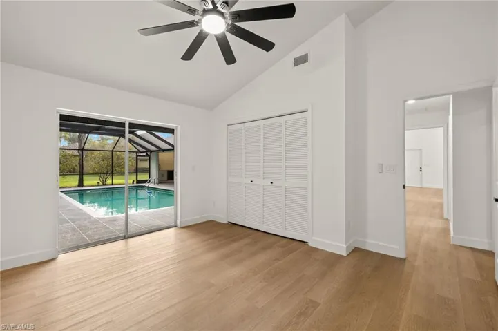 Same Guest Bedroom with Direct Access to the Pool with a New Modern Fan with Light