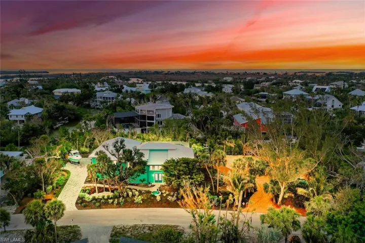 Aerial view at dusk