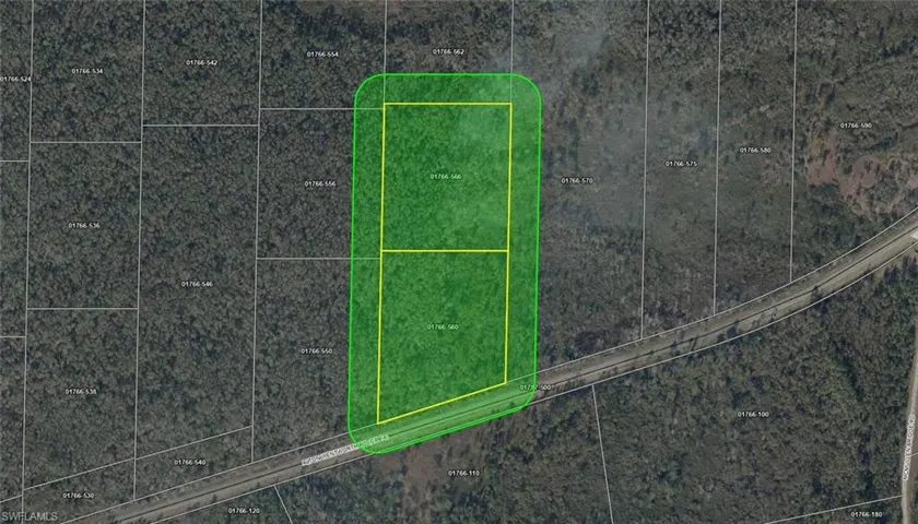 Aerial overview of property's location with property boundaries highlighted