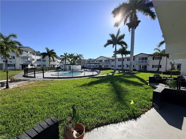 View of of the pool from the back patio