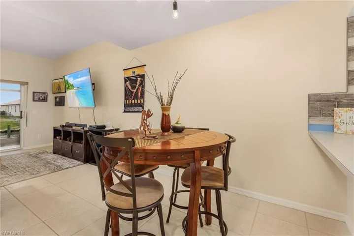 View of tiled dining space