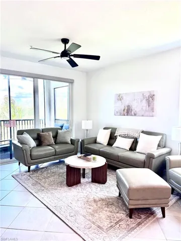 Large spacious living room with designer furnishings