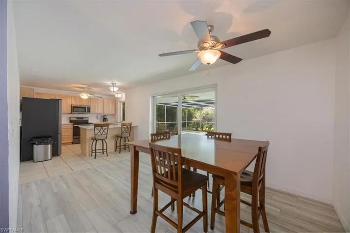 Dining area and kitchen view.