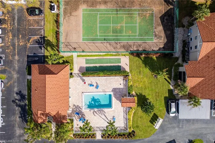 Aerial view of a pool area