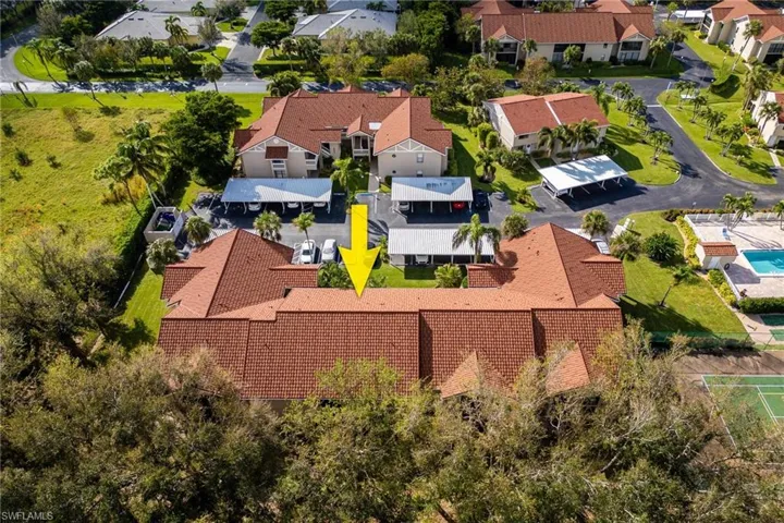 Aerial perspective of suburban area