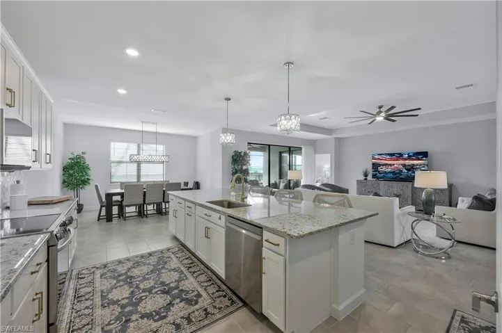 Kitchen featuring a sink, appliances with stainless steel finishes, visible vents, and a wealth of natural light