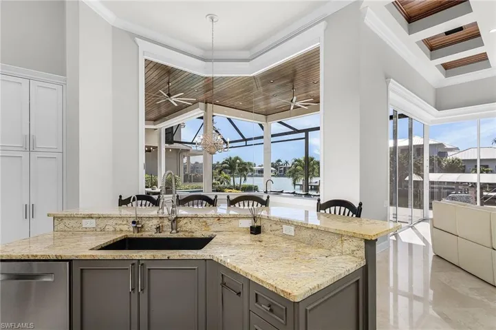 The views from the kitchen, dining and living are spectacular.