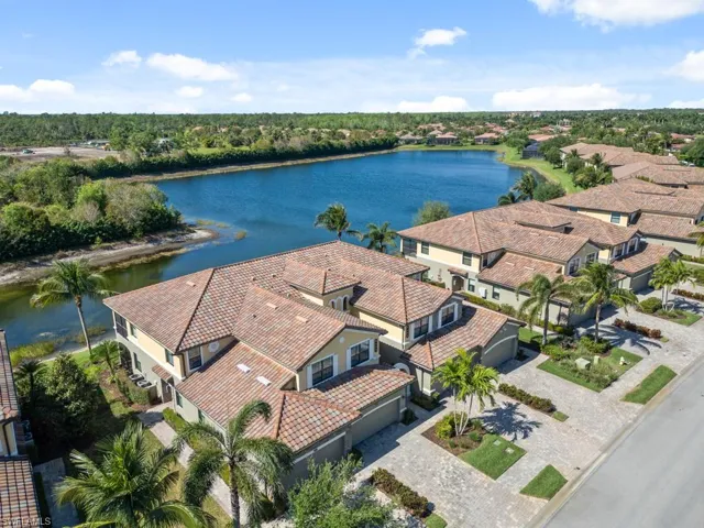 Bird's eye view with a residential view and a water view