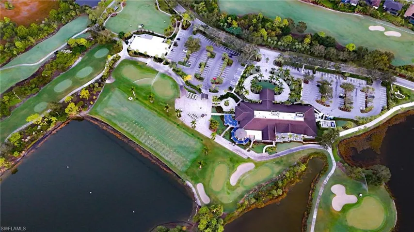 Bird's eye view of main club and practice facilities