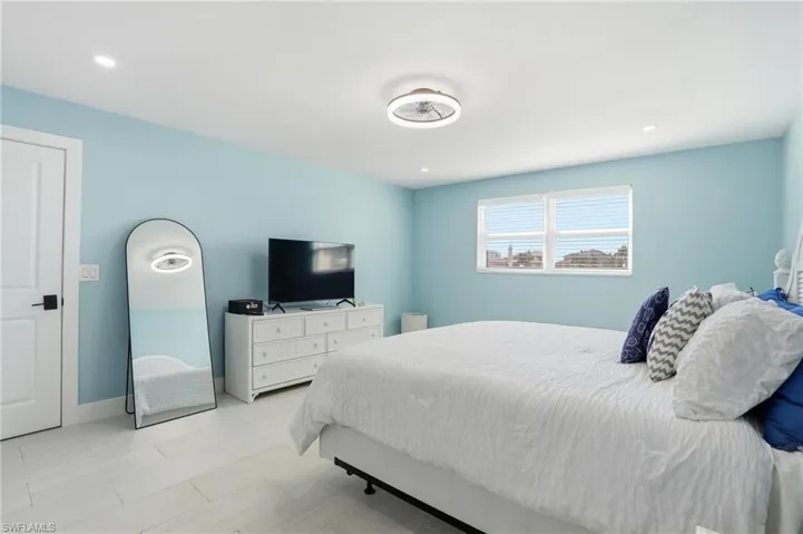 Bedroom with recessed lighting