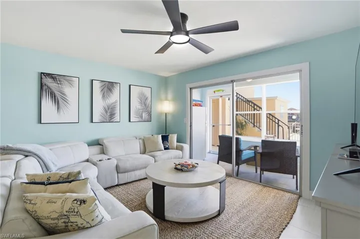 Living room sliders open to lanai