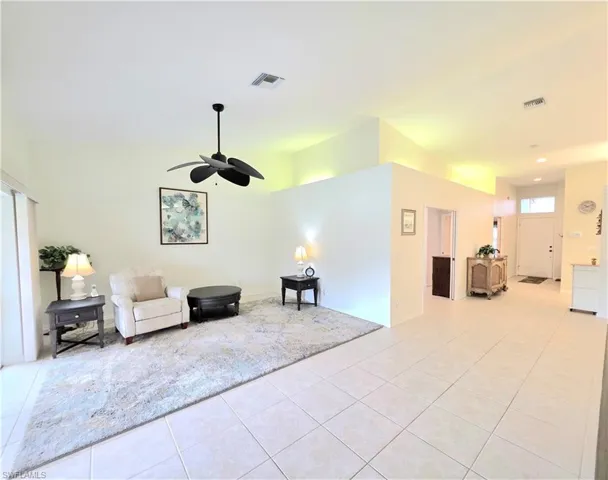 Great room with vaulted ceilings.